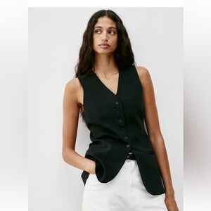 H&M black longline fitted vest size Medium